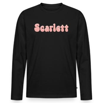 Nom Fille Scarlett Rétro Prénom Scarlett Couple - T-shirt manches longues Premium bio Homme - noir - Devant - Nico (187cm)