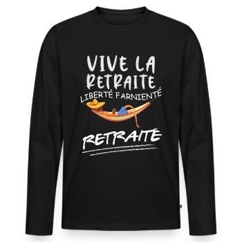 Vive La Retraite Idée Cadeau Homme Papa Retraité - T-shirt manches longues Premium bio Homme - noir - Devant - Nico (187cm)