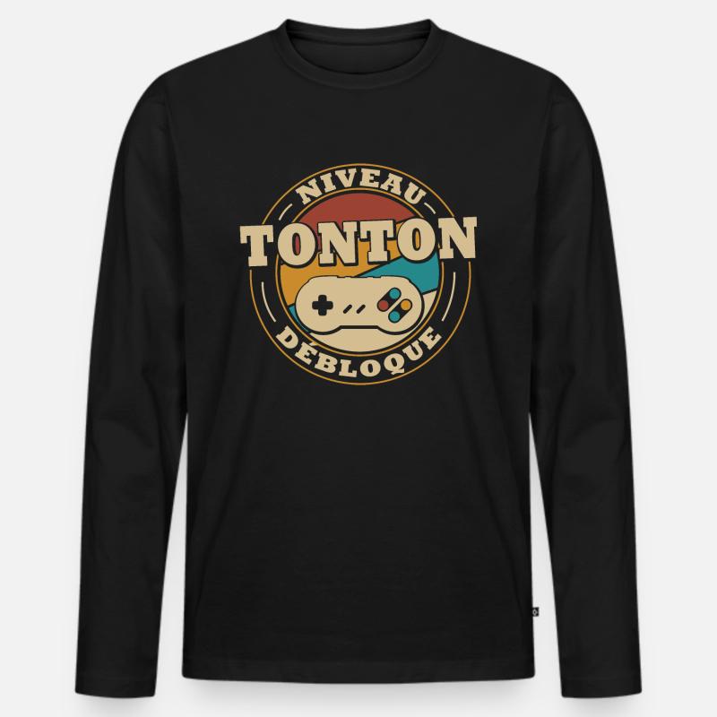 Level Onkel freischalten - Männer Premium Bio Langarmshirt - Schwarz