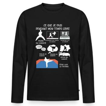 Karaté Ma Passion Humour Temps Libre - T-shirt manches longues Premium bio Homme - noir - Devant - Nico (187cm)
