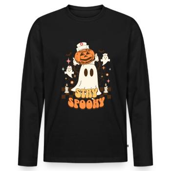 Teacher Halloween Preschool Kindergarten 1st Grade - Men's Premium Organic Long Sleeve Shirt - black - Front - Nico (187cm)