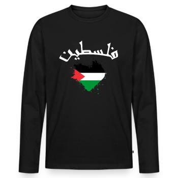 Free Palestine - Men's Premium Organic Long Sleeve Shirt - black - Front - Nico (187cm)
