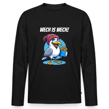 Lustige Nordsee Möwe Plattdeutsch Ostfriesland - Männer Premium Bio Langarmshirt - Schwarz - Vorne - Nico (187cm)