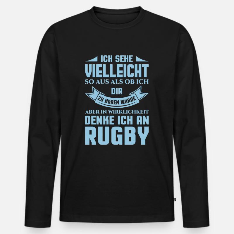 RUGBY - Männer Premium Bio Langarmshirt - Schwarz