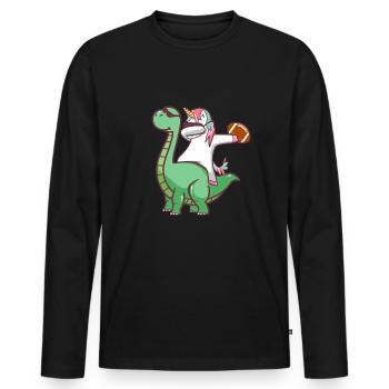 Cadeau de dinosaure football licorne fantaisie - T-shirt manches longues Premium bio Homme - noir - Devant - Nico (187cm)