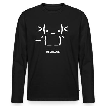 Axolotl ASCII Ambystoma mexicanum - T-shirt manches longues Premium bio Homme - noir - Devant - Nico (187cm)