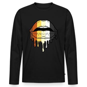 Tropfende Gay Bear Lippen Gay Bear Pride - Männer Premium Bio Langarmshirt - Schwarz - Vorne - Nico (187cm)
