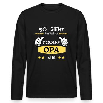 Großvater - so sieht ein richtig cooler Opa aus - Männer Premium Bio Langarmshirt - Schwarz - Vorne - Nico (187cm)