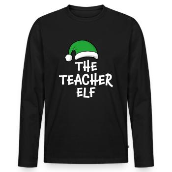 The Teacher Elf - Men's Premium Organic Long Sleeve Shirt - black - Front - Nico (187cm)