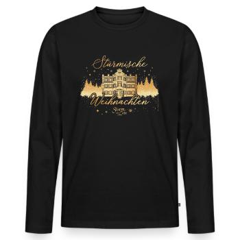 Sturm Der Liebe Fürstenhof Stürmische Weihnachten - Männer Premium Bio Langarmshirt - Schwarz - Vorne - Nico (187cm)