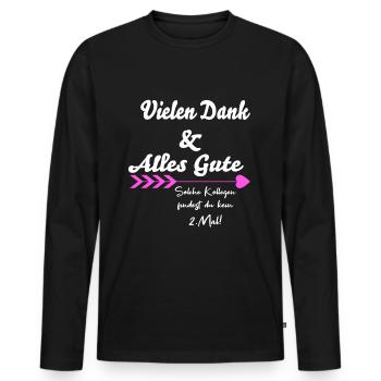Vielen Dank & Alles Gute Arbeit Kollegin Freundin - Männer Premium Bio Langarmshirt - Schwarz - Vorne - Nico (187cm)