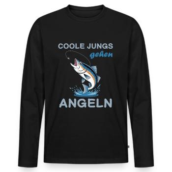Coole Jungs gehen angeln Angler - Männer Premium Bio Langarmshirt - Schwarz - Vorne - Nico (187cm)