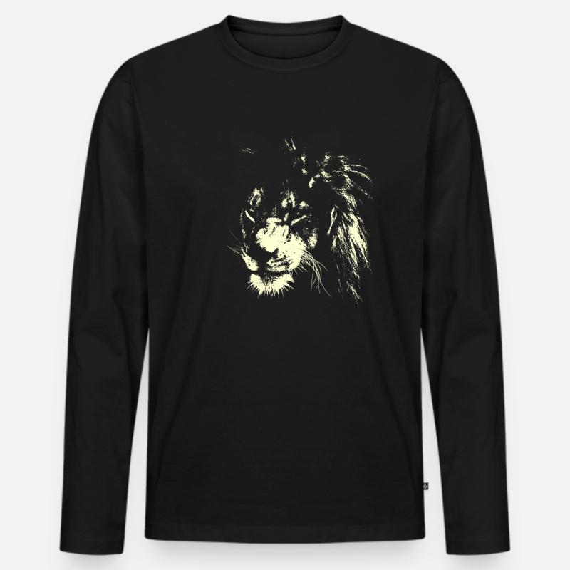 Löwe AFRIKA KATZE SAVANNE - Männer Premium Bio Langarmshirt - Schwarz