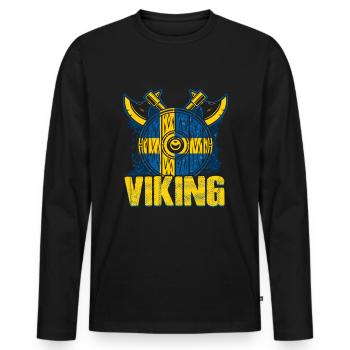 Swedish Viking - Men's Premium Organic Long Sleeve Shirt - black - Front - Nico (187cm)
