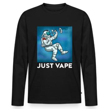 Juste Vape Steam Cadeau - T-shirt manches longues Premium bio Homme - noir - Devant - Nico (187cm)