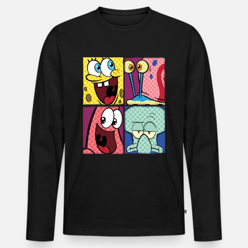 SpongeBob Schwammkopf Patrick Gary Thaddäus - Männer Premium Bio Langarmshirt - Schwarz