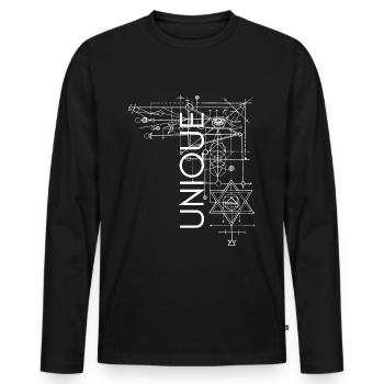 UNIQUE quatre - T-shirt manches longues Premium bio Homme - noir - Devant - Nico (187cm)