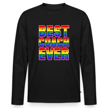 MEILLEUR ENTRAÎNEUR DE TOUS LES TEMPS - GAY PRIDE - LGBT - ARC-EN-CIEL - T-shirt manches longues Premium bio Homme - noir - Devant - Nico (187cm)