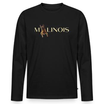 Inscription du berger belge - T-shirt manches longues Premium bio Homme - noir - Devant - Nico (187cm)