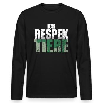 Ich Respektiere Tiere Tierschutz Nashorn Jagd - Männer Premium Bio Langarmshirt - Schwarz - Vorne - Nico (187cm)