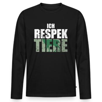 Ich Respektiere Tiere Tierschutz Hirsch Jagd - Männer Premium Bio Langarmshirt - Schwarz - Vorne - Nico (187cm)