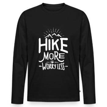Hike More Worry Less - Men's Premium Organic Long Sleeve Shirt - black - Front - Nico (187cm)
