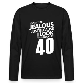 40 ans - T-shirt manches longues Premium bio Homme - noir - Devant - Nico (187cm)