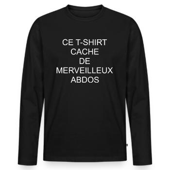 Humour Fun Et Rigolo Homme Abdos - T-shirt manches longues Premium bio Homme - noir - Devant - Nico (187cm)