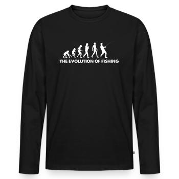 The Evolution Of Fishing - Männer Premium Bio Langarmshirt - Schwarz - Vorne - Nico (187cm)