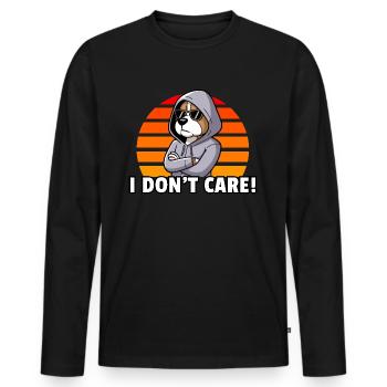 I Don't Care! - Vintage Sunset Dog - Men's Premium Organic Long Sleeve Shirt - black - Front - Nico (187cm)