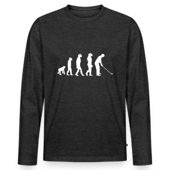 Golf Evolution Golfer Geschenk Golfschläger - Männer Premium Bio Langarmshirt - Anthrazit meliert - Vorne - Nico (187cm)