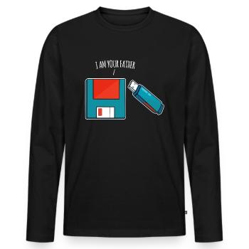 Je suis ton père, une clé USB, un vieil ordinateur - T-shirt manches longues Premium bio Homme - noir - Devant - Nico (187cm)