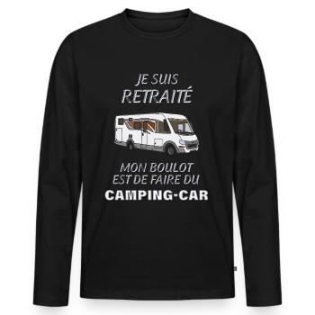 Retrait et boulot camping car - T-shirt manches longues Premium bio Homme - noir - Devant - Nico (187cm)