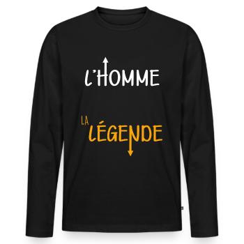 Homme la legende cadeau humour homme - T-shirt manches longues Premium bio Homme - noir - Devant - Nico (187cm)