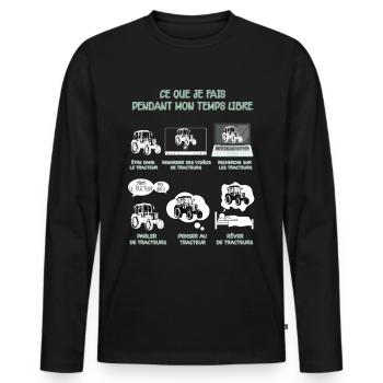Tracteur agriculteur métier agriculture - T-shirt manches longues Premium bio Homme - noir - Devant - Nico (187cm)
