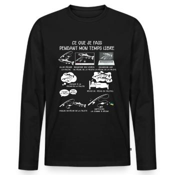 La truite du pêcheur, cadeau pêche - T-shirt manches longues Premium bio Homme - noir - Devant - Nico (187cm)