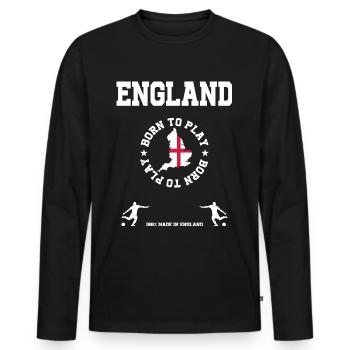 England - Männer Premium Bio Langarmshirt - Schwarz - Vorne - Nico (187cm)