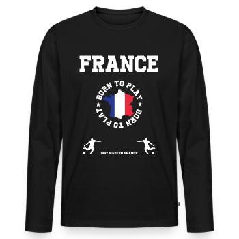 Frankreich - Männer Premium Bio Langarmshirt - Schwarz - Vorne - Nico (187cm)