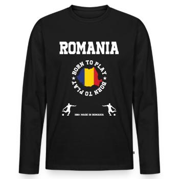 Rumänien - Männer Premium Bio Langarmshirt - Schwarz - Vorne - Nico (187cm)