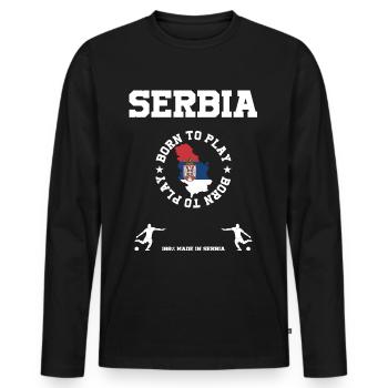 Serbien - Männer Premium Bio Langarmshirt - Schwarz - Vorne - Nico (187cm)