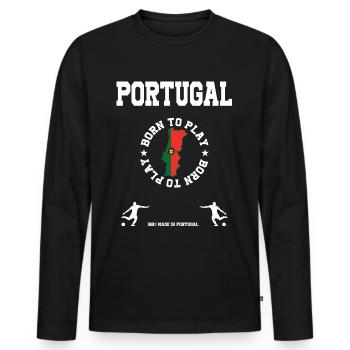Portugal - Männer Premium Bio Langarmshirt - Schwarz - Vorne - Nico (187cm)