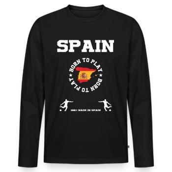 Spanien - Männer Premium Bio Langarmshirt - Schwarz - Vorne - Nico (187cm)