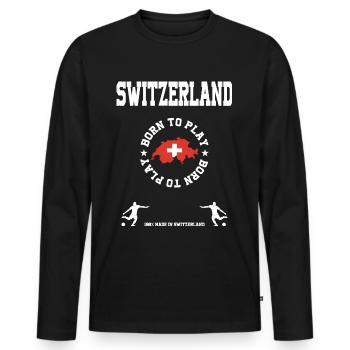 Switzerland - Männer Premium Bio Langarmshirt - Schwarz - Vorne - Nico (187cm)