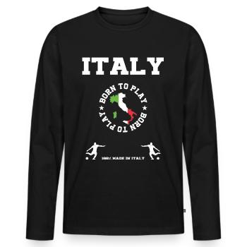 Italy - Männer Premium Bio Langarmshirt - Schwarz - Vorne - Nico (187cm)