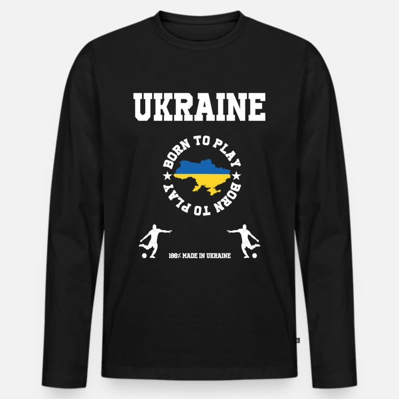 Ukraine - Männer Premium Bio Langarmshirt - Schwarz