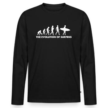The Evolution Of Surfing - Men's Premium Organic Long Sleeve Shirt - black - Front - Nico (187cm)