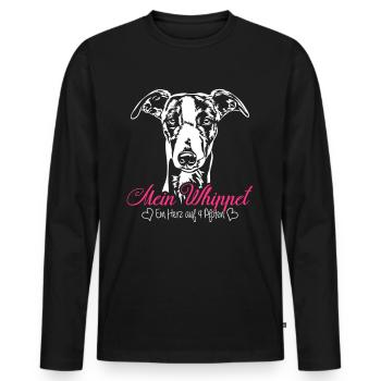 Mein Whippet - Ein Herz auf 4 Pfoten - Männer Premium Bio Langarmshirt - Schwarz - Vorne - Nico (187cm)