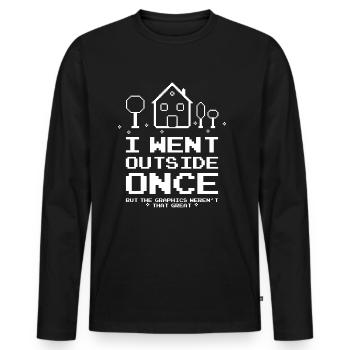 I Went Outside Once Gaming Funny - Men's Premium Organic Long Sleeve Shirt - black - Front - Nico (187cm)