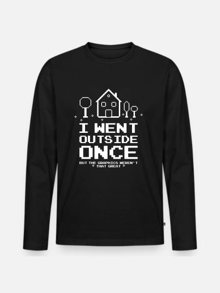 I Went Outside Once Gaming Funny - Männer Premium Bio Langarmshirt - Schwarz