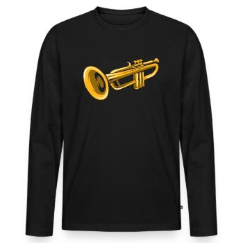 Trumpet - Wind Instrument Jazz Orchestra - Men's Premium Organic Long Sleeve Shirt - black - Front - Nico (187cm)